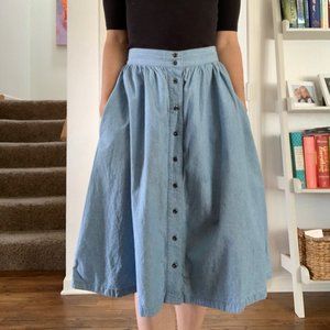 Madewell Chambray Button-Front Midi Skirt